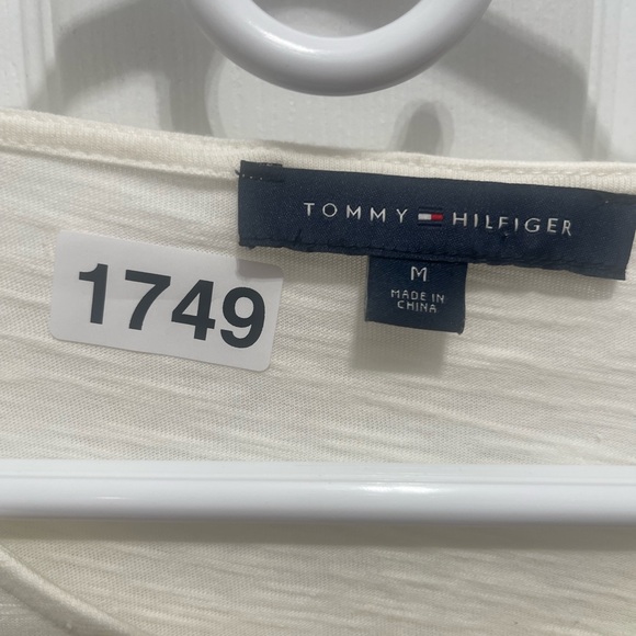 Tommy Hilfiger White Blouse with Patterned Sleeve Ties - Picture 3 of 8